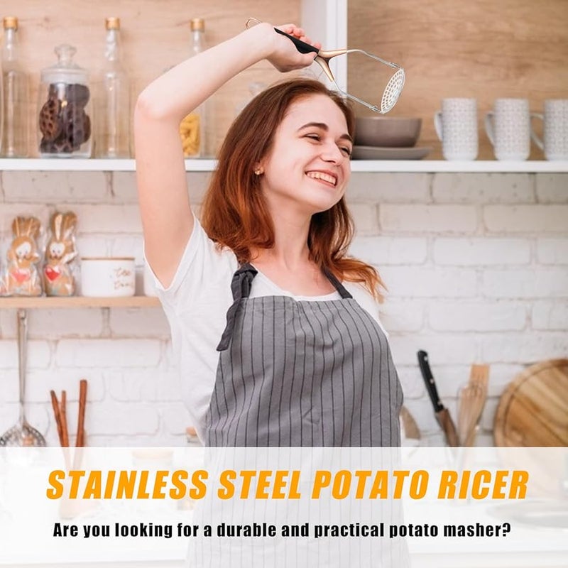 Rose Gold Stainless Steel Potato Ricer Vegetable Masher Food Press Kitchen Tool - Image 3